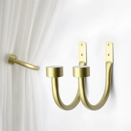 2PCS Curtain Holdbacks Wall Mounted Curtain Holders Curtain Hooks for Drapes Curtains Tie Backs Hooks for Bedroom Living Room Gold