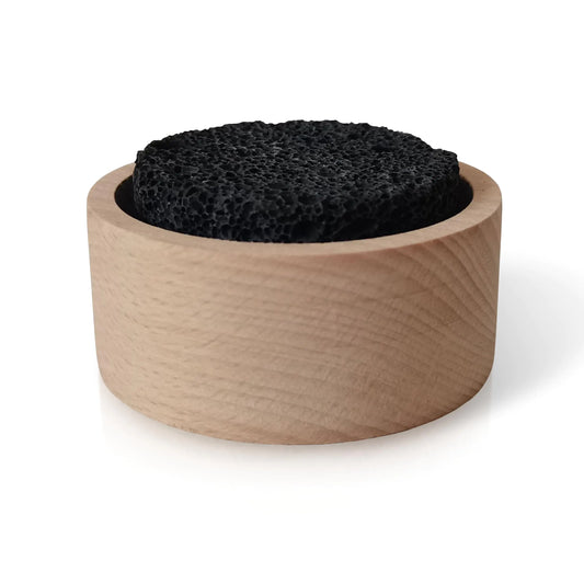 Halsa Lava Stone Diffuser for Sauna Office Bedroom Bathroom - Natural Beechwood Base Passive Diffusion Lava Rock Absorbs Essential Oils - Natural Aromatherapy