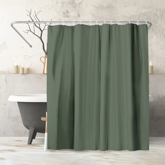 Americanflat 71x74 Solid Green Shower Curtain - 100% Polyester Shower Curtain - Water-Resistant Bath Curtain with Metal Grommets and 12 Shower Curtain Rings - Long Shower Curtains for Bathroom